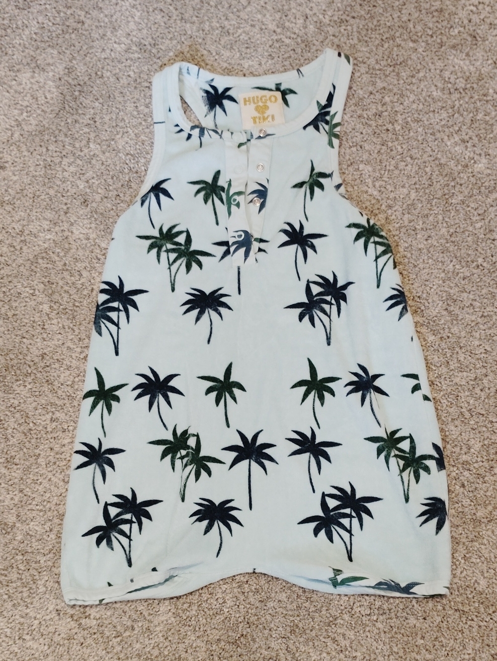 Hugo Loves Tiki Mint Palm-Print Tank Romper